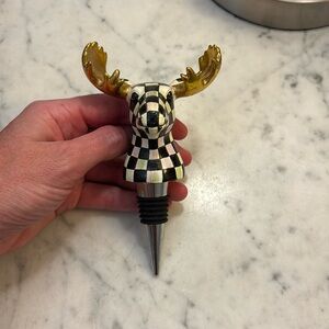 Mackenzie Childs Courtly Check Moose Bottle Stopper